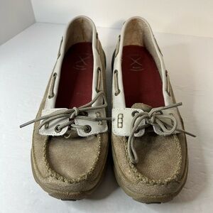 Twisted X Boots Womens Driving Moc Dusty Tan White Shoes WDM0009 Sz 8.5 M